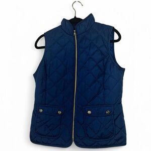 St. John's Bay Quilted Blue Vest with Stand-Up Collar